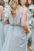 Load image into Gallery viewer, Dusty Sage A-Line Long Chiffon Bridesmaid Dress with Ruffles