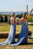 Load image into Gallery viewer, Sky Blue A-Line Long Chiffon Boho Bridesmaid Dress