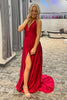 Load image into Gallery viewer, Spaghetti Straps Red Long Prom Dress with Slit