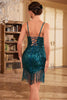 Load image into Gallery viewer, Sheath Spaghetti Straps Peacockt Blue Sequins 1920s Dress with Tassel