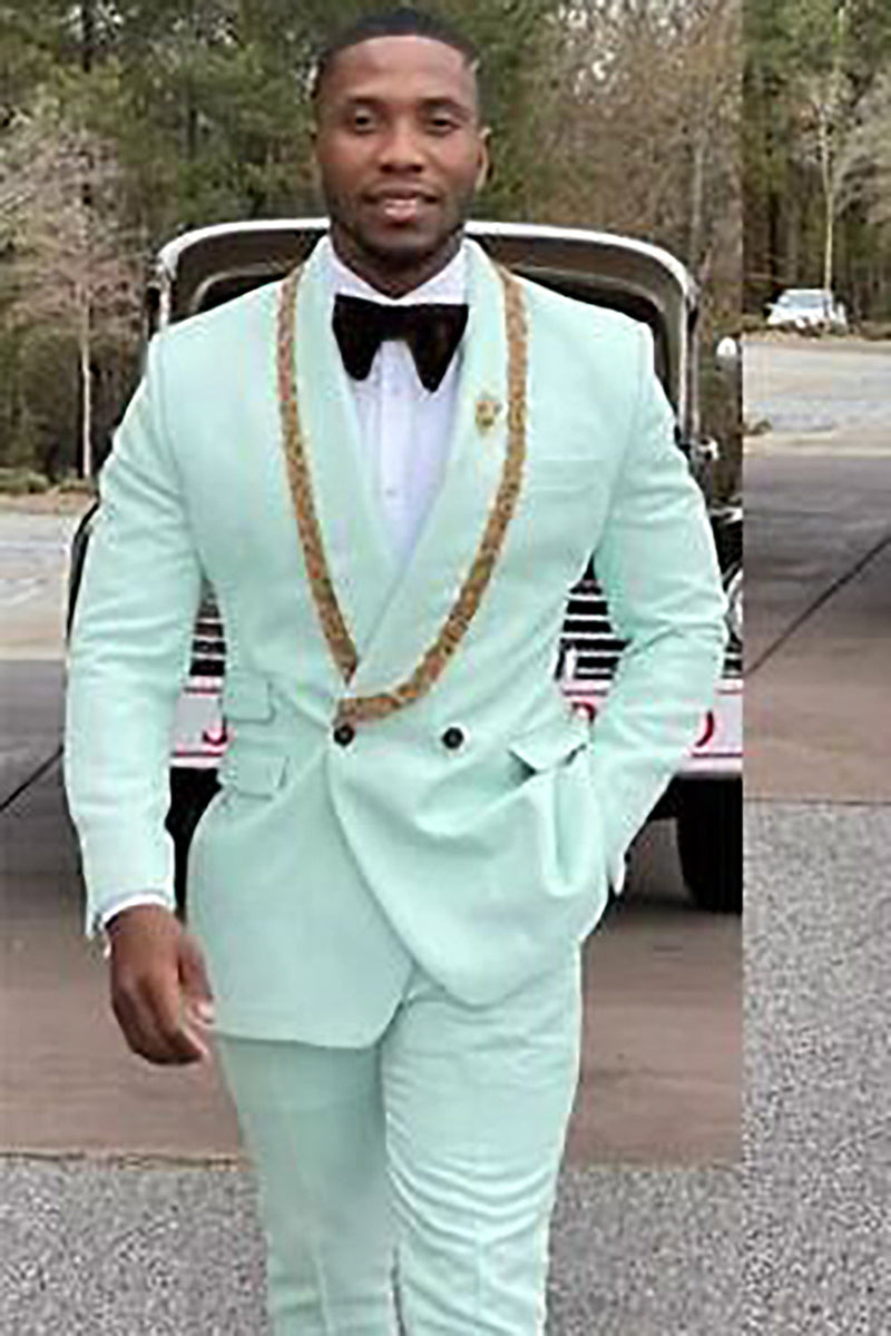 Load image into Gallery viewer, Light Green Shawl Lapel Prom Suit For Men