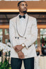 Load image into Gallery viewer, White Jacquard Shawl Lapel Prom Blazer For Men