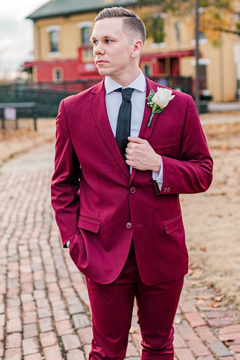 Fuchsia Notched Lapel Wedding Suit for Men