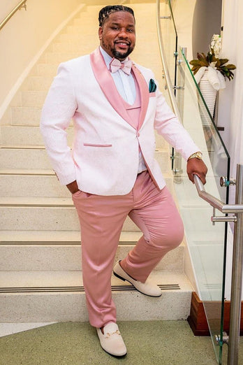 Pink Shawl Lapel Wedding Party Suit for Men