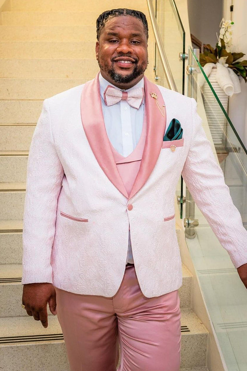 Load image into Gallery viewer, Pink Shawl Lapel Wedding Party Suit for Men