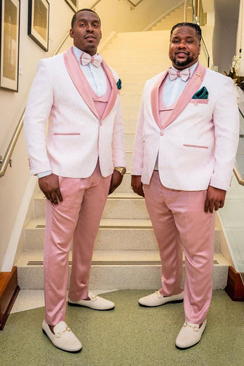 Pink Shawl Lapel Wedding Party Suit for Men