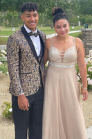 Load image into Gallery viewer, Black Shawl Lapel Single Breasted Prom Blazer for Men