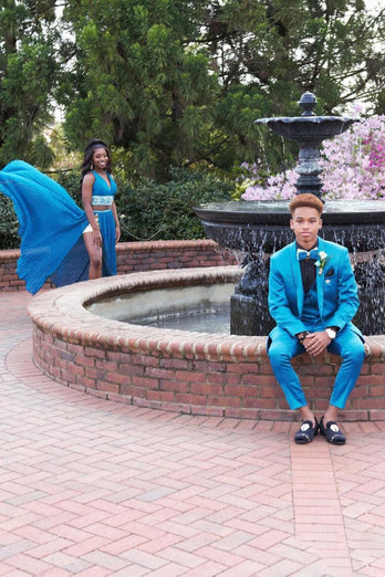 Blue Shawl Lapel Prom Suit for Men