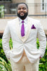 Load image into Gallery viewer, White Jacquard Shawl Lapel 3 Pieces Men&#39;s Wedding Suits