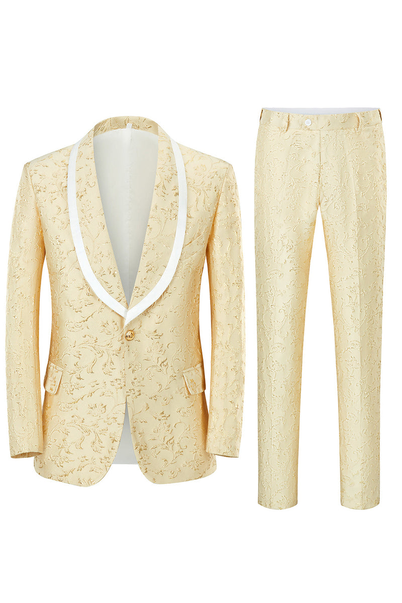 Load image into Gallery viewer, Mint Shawl Lapel One Button Jacquard Men&#39;s Party Suits