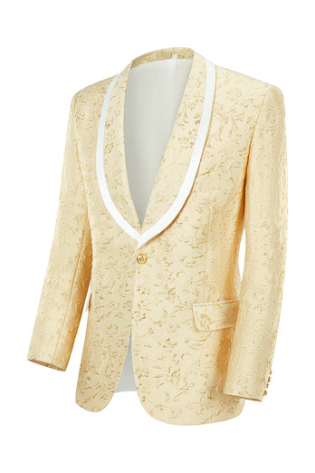 Mint Shawl Lapel One Button Jacquard Men's Party Suits