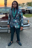 Load image into Gallery viewer, Green Jacquard Shawl Lapel Prom Homecoming Blazer