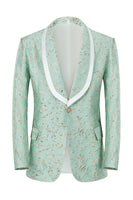 Load image into Gallery viewer, Mint Shawl Lapel One Button Jacquard Men&#39;s Prom Suits