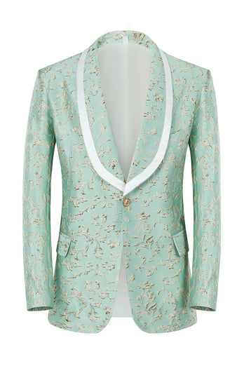 Mint Shawl Lapel One Button Jacquard Men's Party Suits