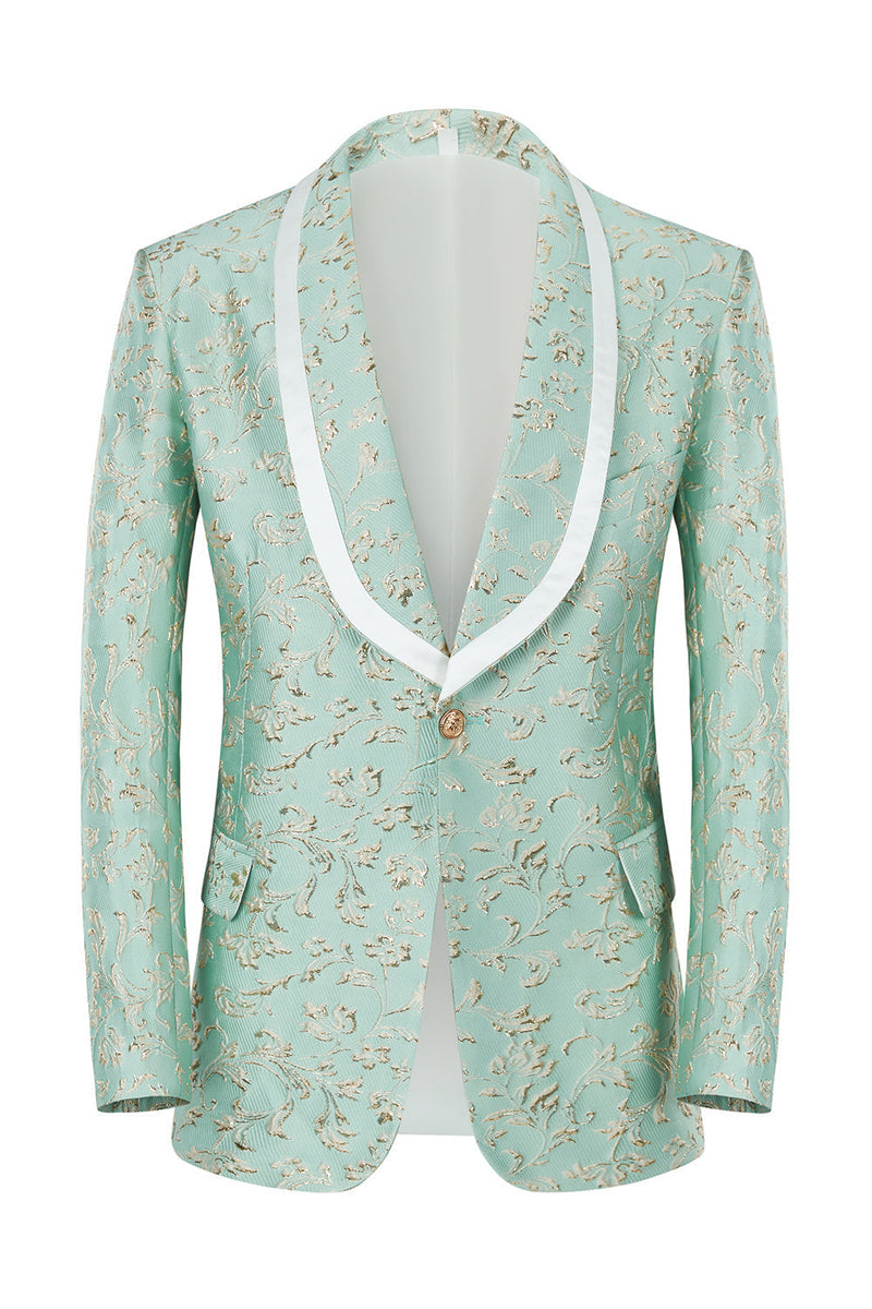 Load image into Gallery viewer, Mint Shawl Lapel One Button Jacquard Men&#39;s Party Suits