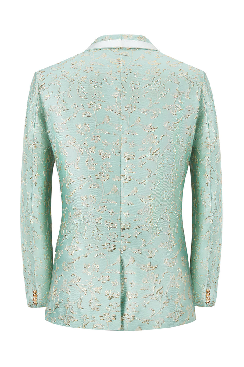 Load image into Gallery viewer, Mint Shawl Lapel One Button Jacquard Men&#39;s Party Suits