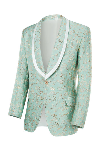 Mint Shawl Lapel One Button Jacquard Men's Party Suits