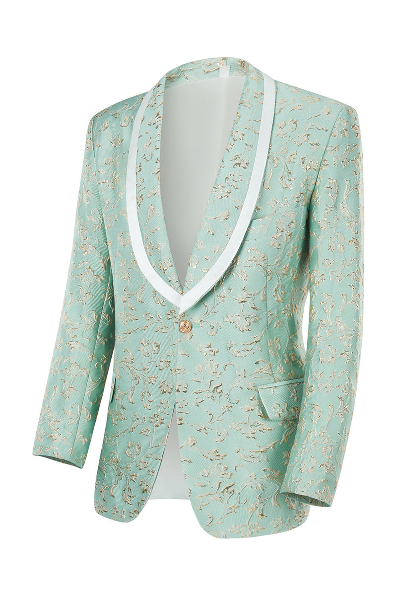 Load image into Gallery viewer, Mint Shawl Lapel One Button Jacquard Men&#39;s Party Suits