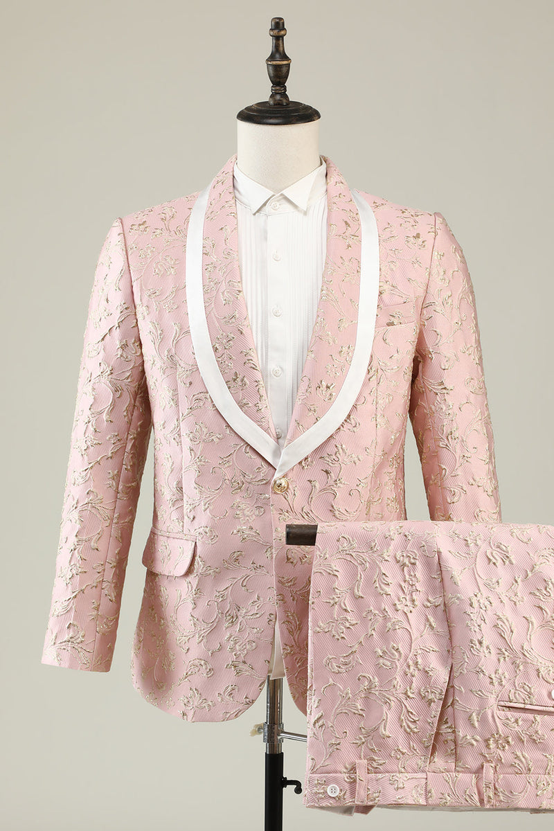 Load image into Gallery viewer, Mint Shawl Lapel One Button Jacquard Men&#39;s Party Suits