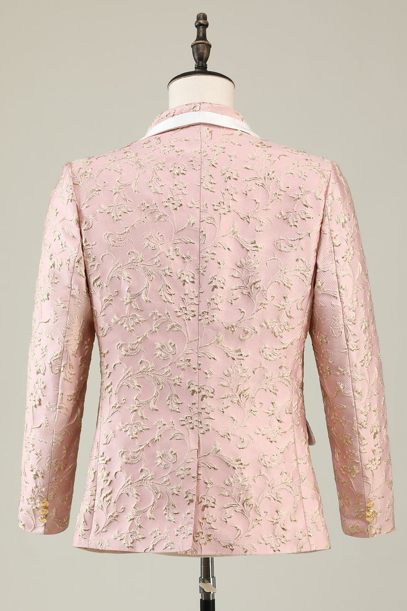 Load image into Gallery viewer, Champagne Shawl Lapel One Button Jacquard Men&#39;s Prom Suits