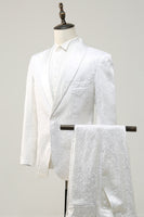 Load image into Gallery viewer, 2 Piece White Shawl Lapel Jacquard Homecoming &amp; Prom Suits