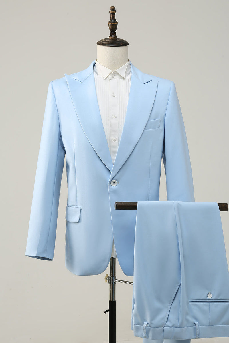 Load image into Gallery viewer, Light Blue Peak Lapel 2 Piece Men&#39;s Prom Suits