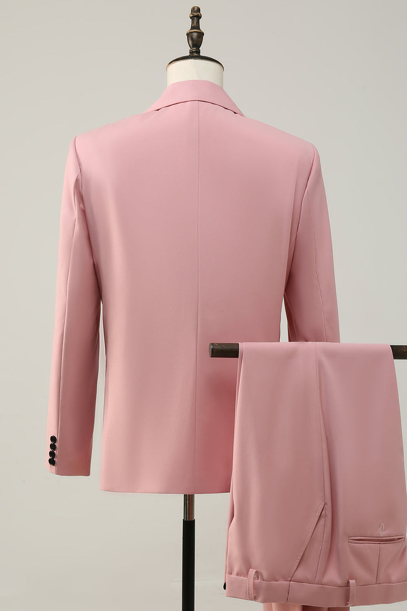 Load image into Gallery viewer, 2 Piece Peak Lapel Grey Pink One Button Men&#39;s Prom Suits