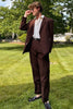 Load image into Gallery viewer, 2 Piece Notched Lapel Brown Men&#39;s Suits