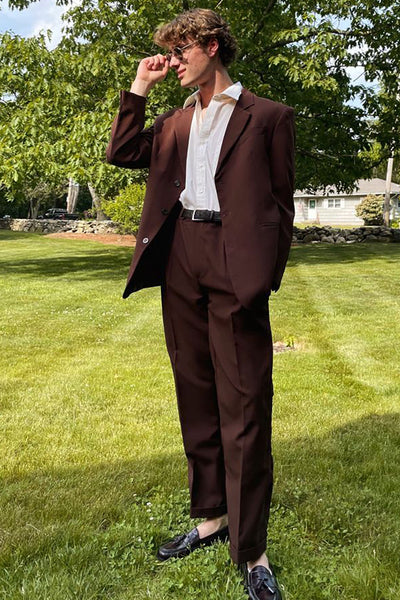 Men Brown Prom Suits Single Breasted Notched Lapel Homecoming Suits