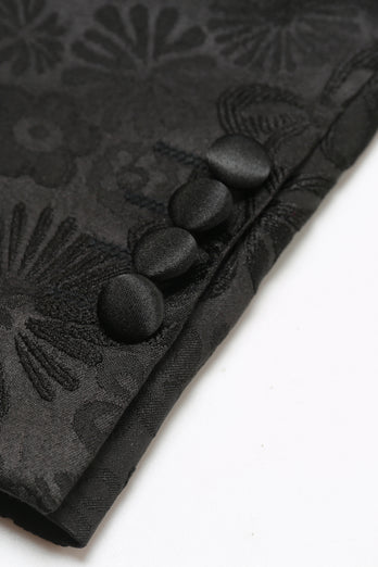 Peak Lapel Black Jacquard Men's Prom Suits