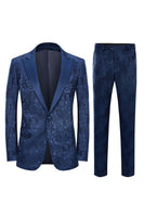 Load image into Gallery viewer, Silm Fit Peak Lapel Light Pink Jacquard Men&#39;s Homecoming Suits