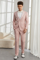 Load image into Gallery viewer, Silm Fit Peak Lapel Light Pink Jacquard Men&#39;s Homecoming Suits