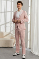 Load image into Gallery viewer, Silm Fit Peak Lapel Light Pink Jacquard Men&#39;s Homecoming Suits