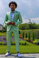 Load image into Gallery viewer, Light Green Shawl Lapel One Button Men&#39;s Prom Suits