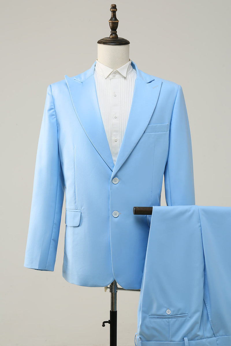 Load image into Gallery viewer, Peak Lapel Single Breasted Sky Blue Men&#39;s Prom Suits