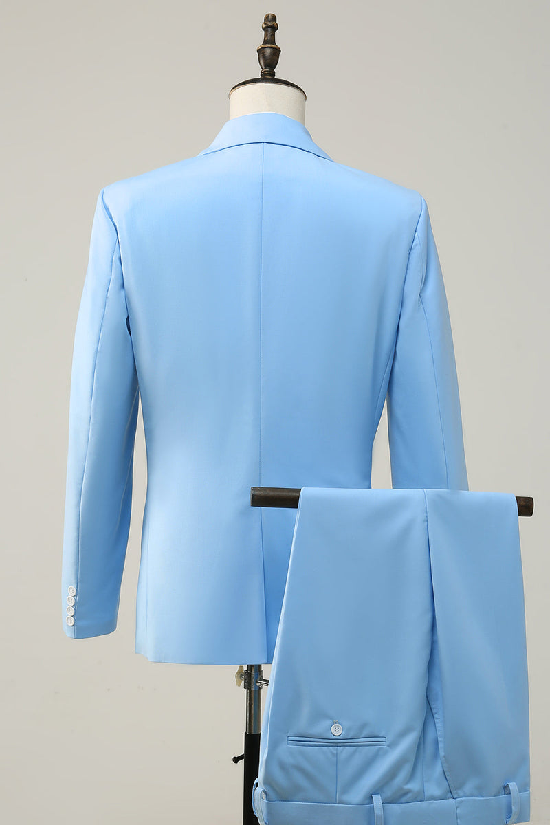 Load image into Gallery viewer, Peak Lapel Single Breasted Sky Blue Men&#39;s Prom Suits