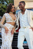 Load image into Gallery viewer, Shawl Lapel White Jacquard Men&#39;s Prom Suits