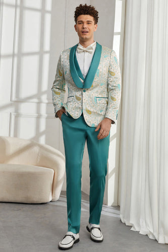 Shawl Lapel One Button Light Green 3 Piece Men's Homecoming Suits