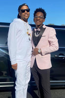 Load image into Gallery viewer, Light Pink Men&#39;s Prom Blazer Peak Lapel One Button Jacquard Party Blazer