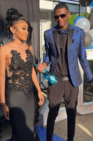 Load image into Gallery viewer, Royal Blue Men&#39;s Prom Suits Peak Lapel Jacquard Single Breasted Homecoming Tuxedo