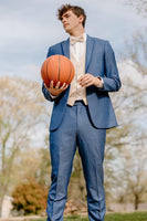 Load image into Gallery viewer, Grey Blue One Button Peak Lapel 2-Piece Men&#39;s Prom Suits