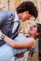 Load image into Gallery viewer, Grey Notched Lapel 3-Piece Men&#39;s Prom Suits