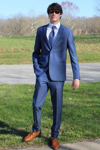Blue Peak Lapel One Button 2-Piece Men's Prom Suits