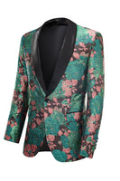 Load image into Gallery viewer, Green Shawl Lapel Jacquard Floral Pattern Men&#39;s Homecoming Blazer