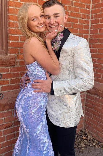White Shawl Lapel Jacquard Men's Prom Blazer