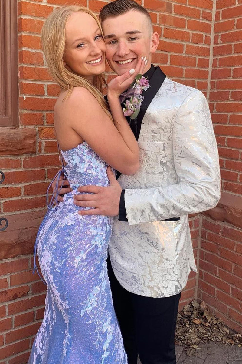 Load image into Gallery viewer, White Shawl Lapel Jacquard Men&#39;s Prom Blazer