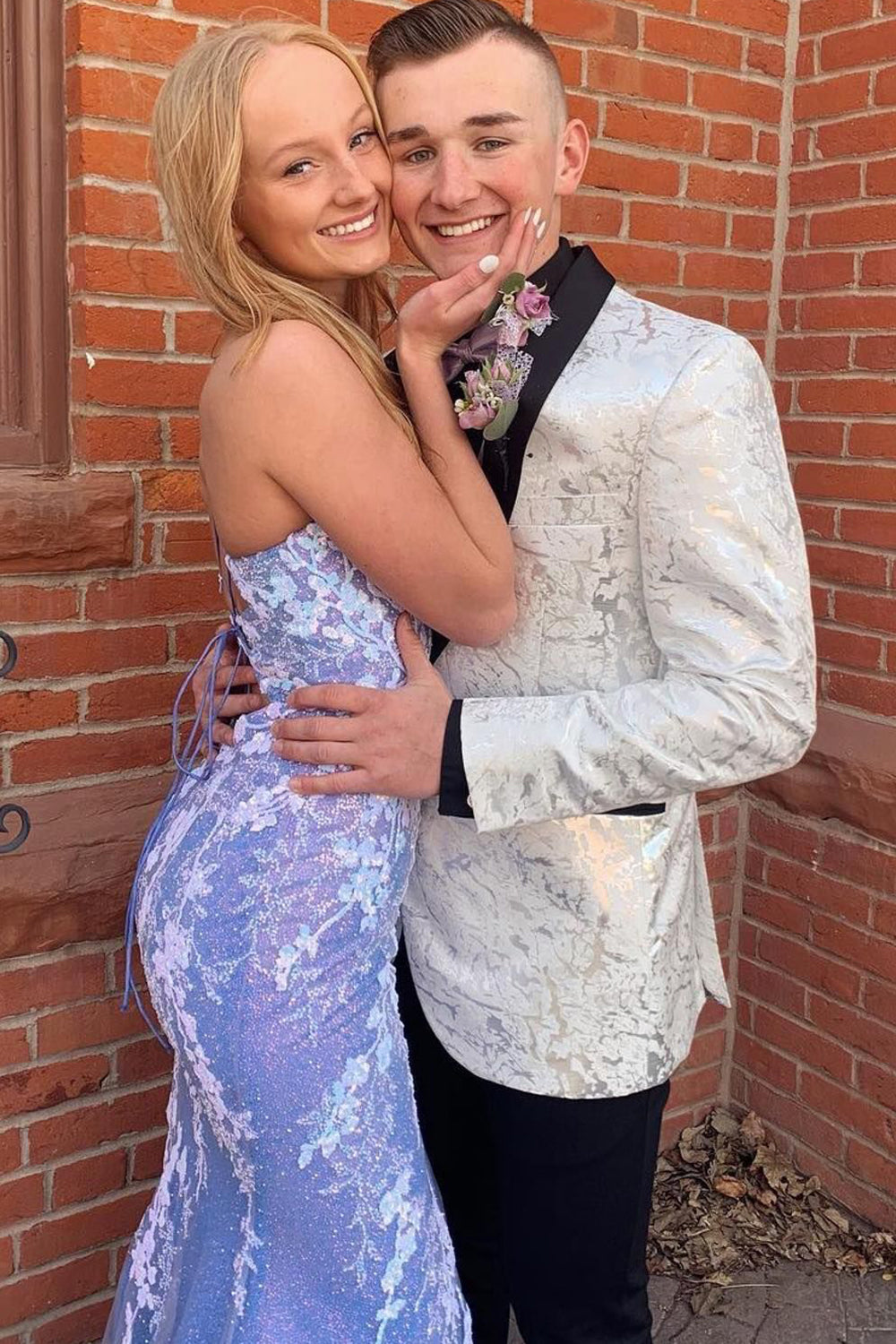 White Shawl Lapel Jacquard Men's Prom Blazer