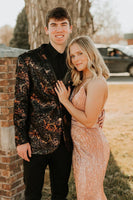 Load image into Gallery viewer, Black Shawl Lapel Jacquard Men&#39;s Prom Blazer