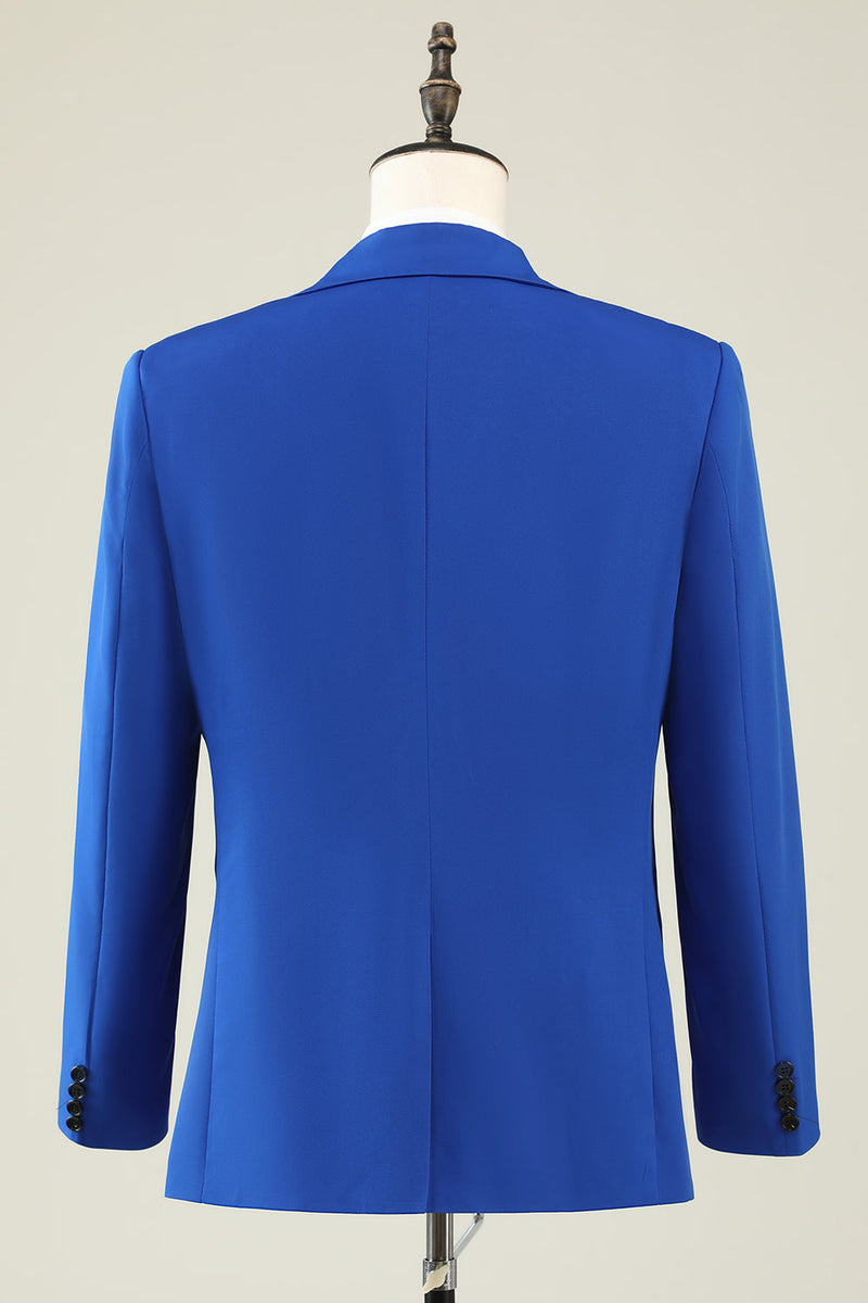 Load image into Gallery viewer, Slim Fit Peak Lapel One Button Blue Men&#39;s Prom Suits