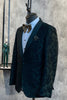 Load image into Gallery viewer, Dark Green Jacquard Shawl Lapel One Button 2 Piece Men&#39;s Prom Suits